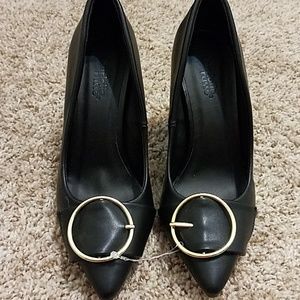 Black buckle heels